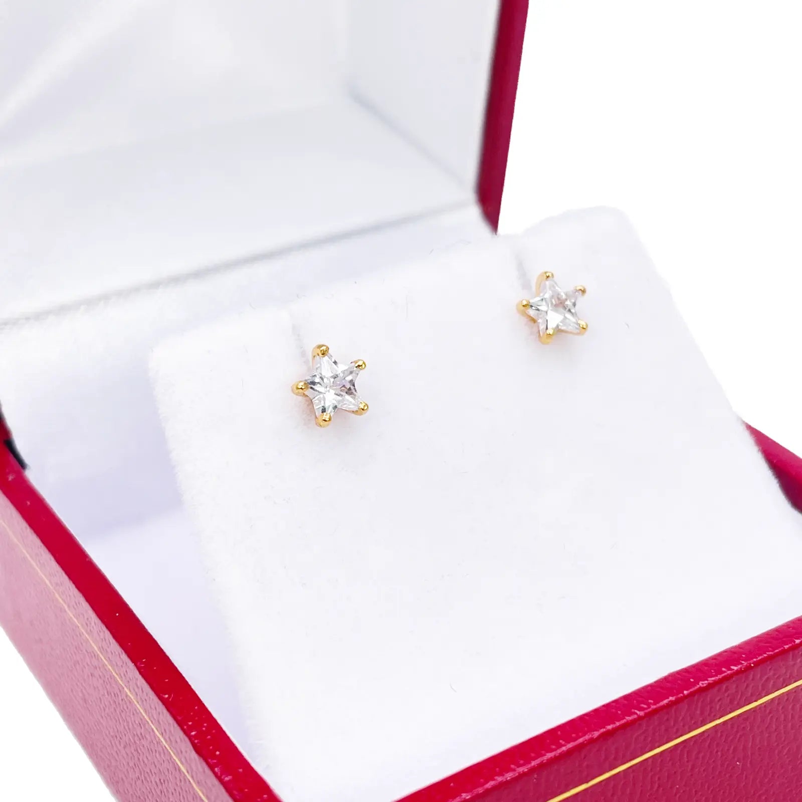 22ct Gold Cubic Zirconia Star Childrens Stud Earrings 4.3mm 
