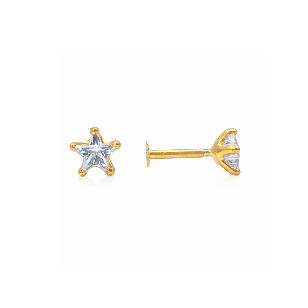 22ct Gold Cubic Zirconia Star Childrens Stud Earrings 4.8mm 