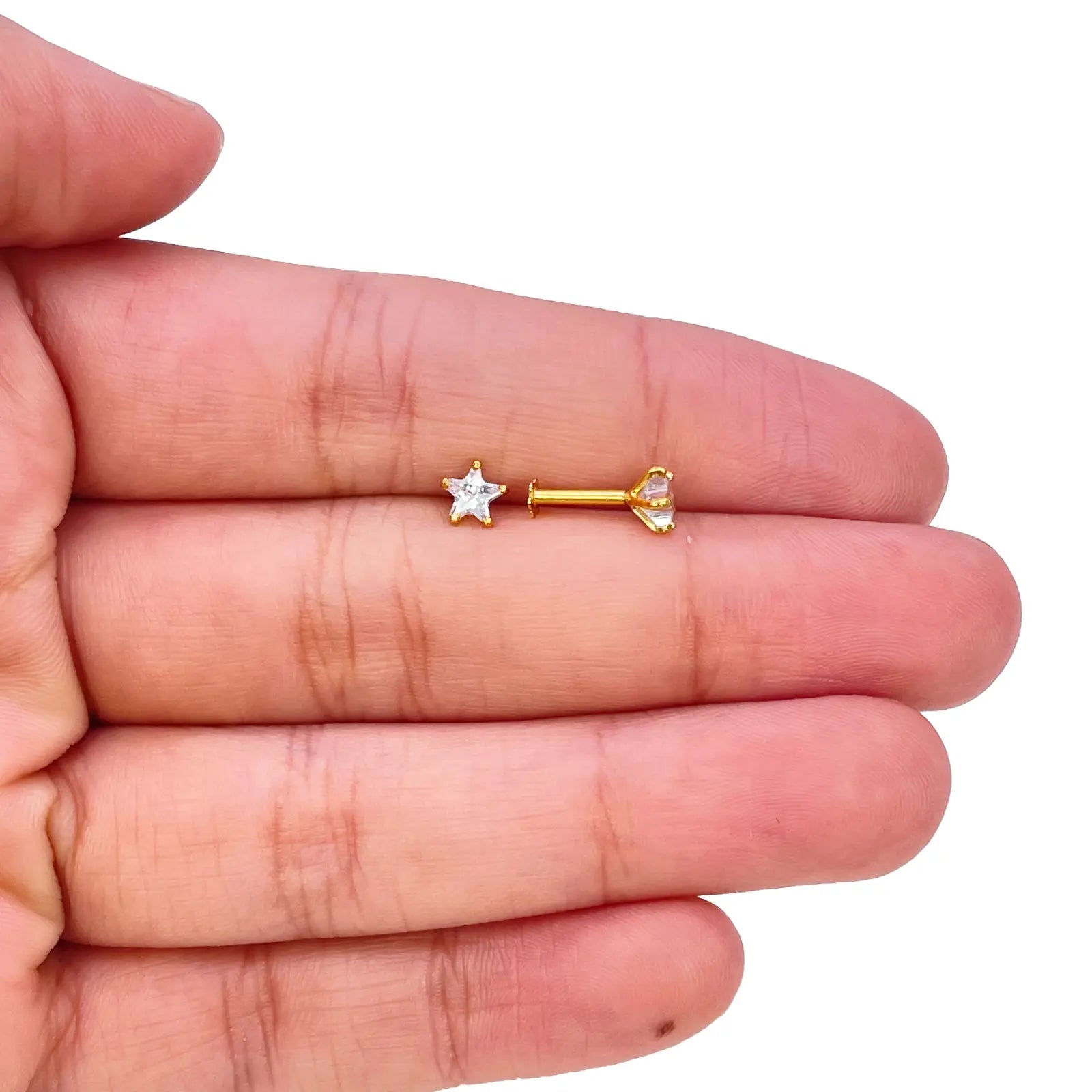 22ct Gold Cubic Zirconia Star Childrens Stud Earrings 4.8mm 