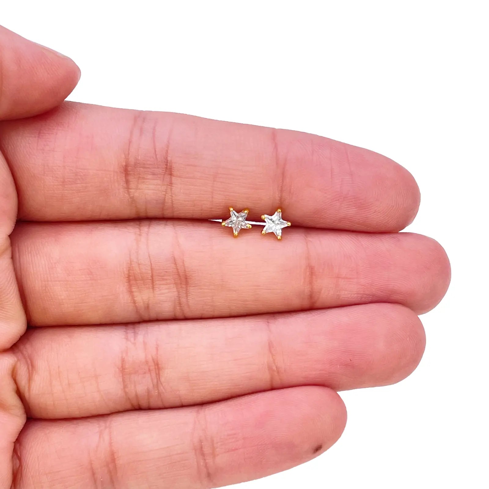 22ct Gold Cubic Zirconia Star Childrens Stud Earrings 4.8mm 