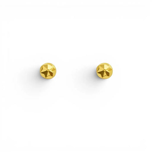 22ct Yellow Gold Diamond Cut Flower Round Ball Children's Earrings 3.6mm  Children's gold earring