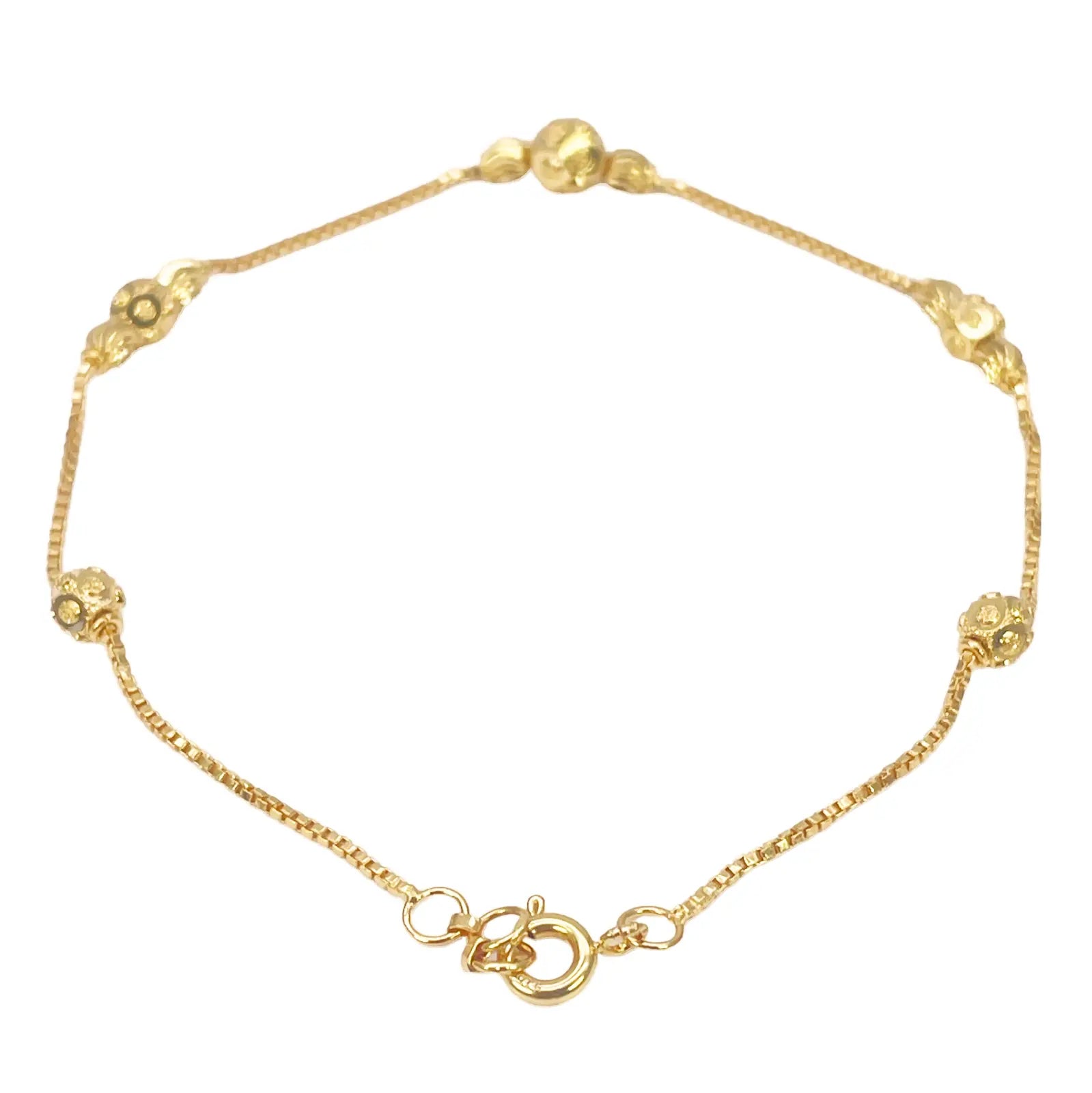 22ct Yellow Gold Diamond Cut Gold Beaded Bracelet 8 inches 
