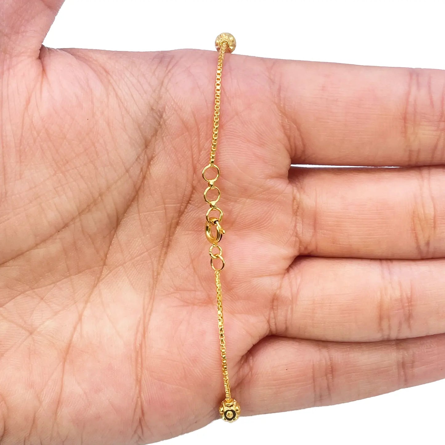 22ct Yellow Gold Diamond Cut Gold Beaded Bracelet 8 inches 