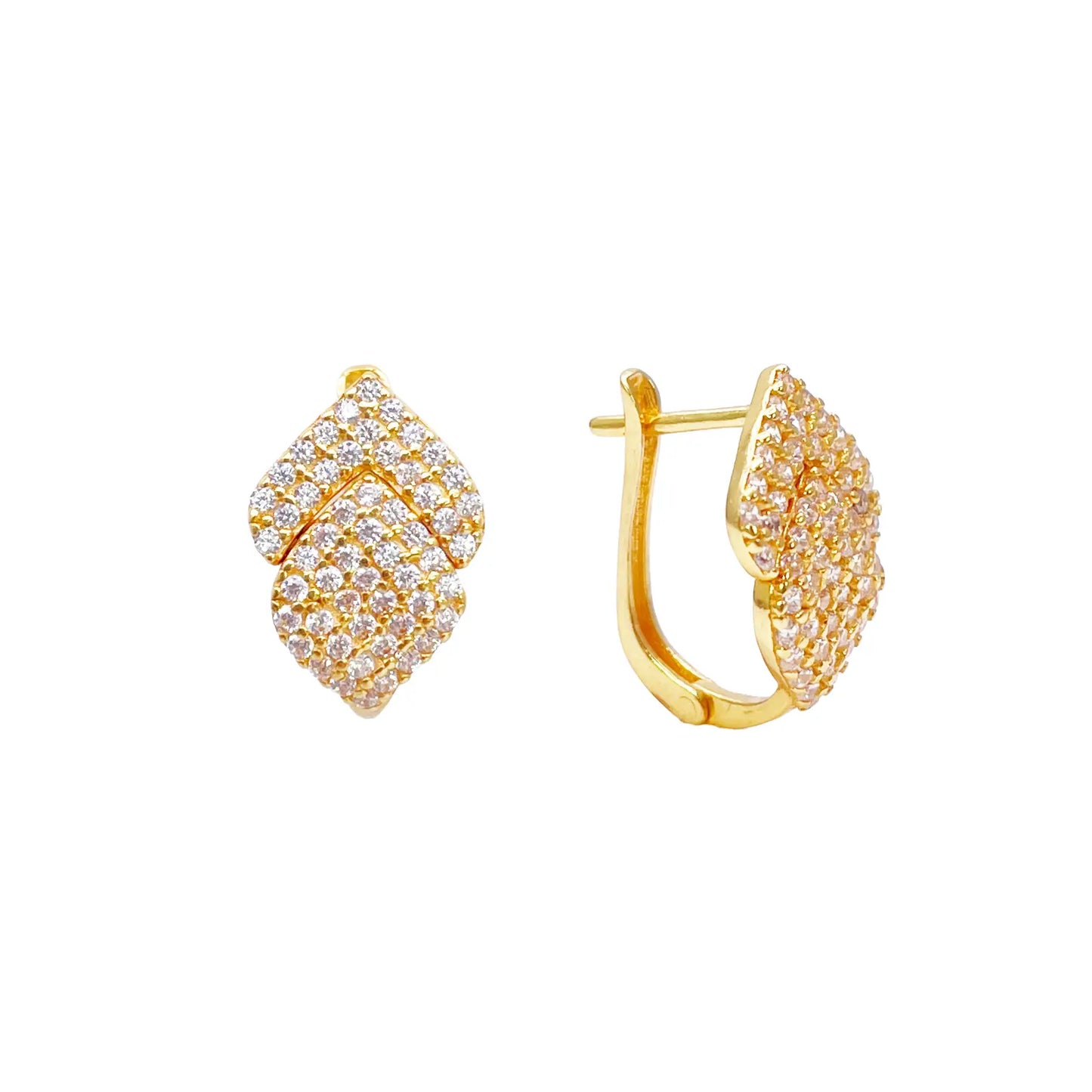 22ct Yellow Gold Fancy Cubic Zirconia Hoop Huggie Earrings 8mm Inside Diameter 