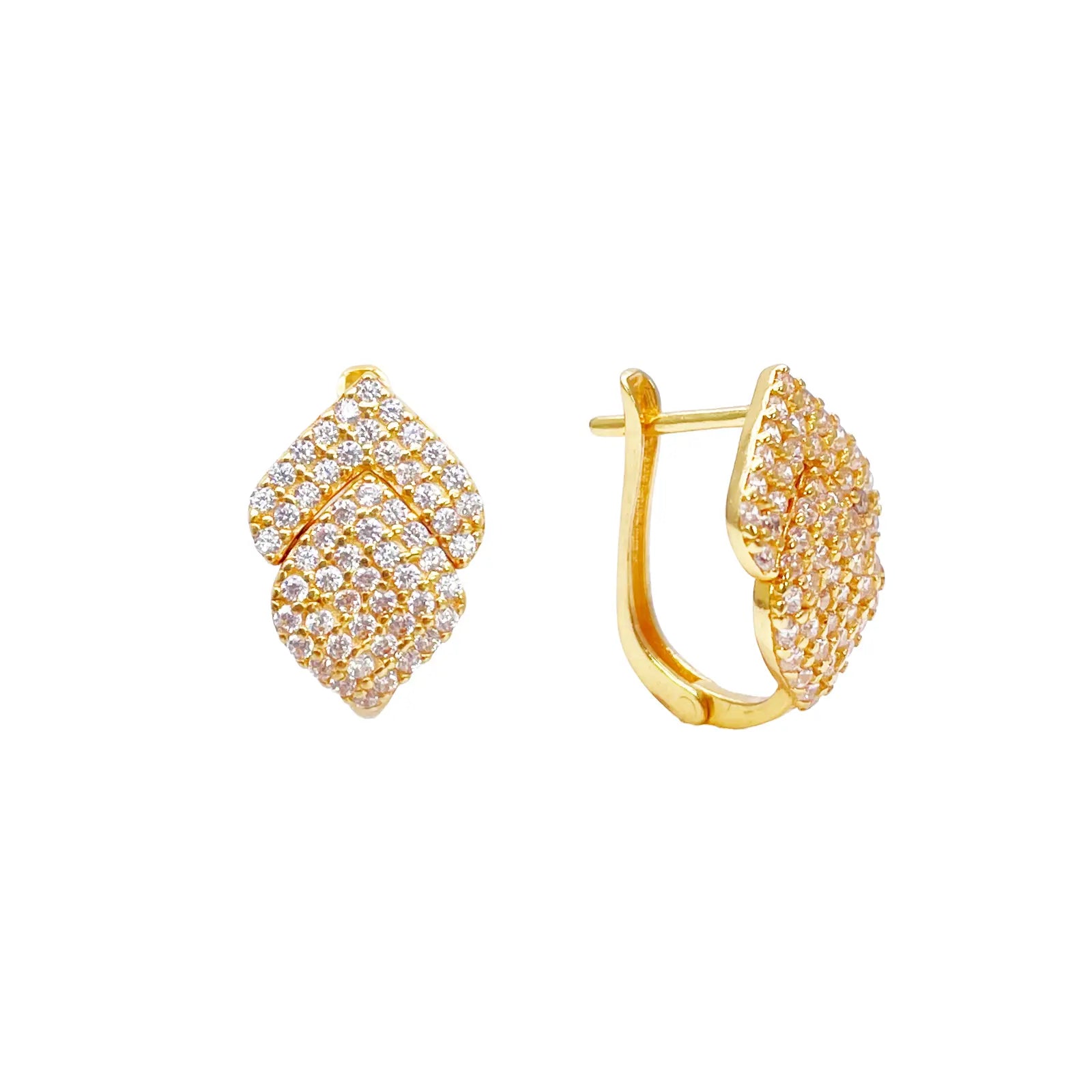 22ct Yellow Gold Fancy Cubic Zirconia Hoop Huggie Earrings 8mm Inside Diameter 