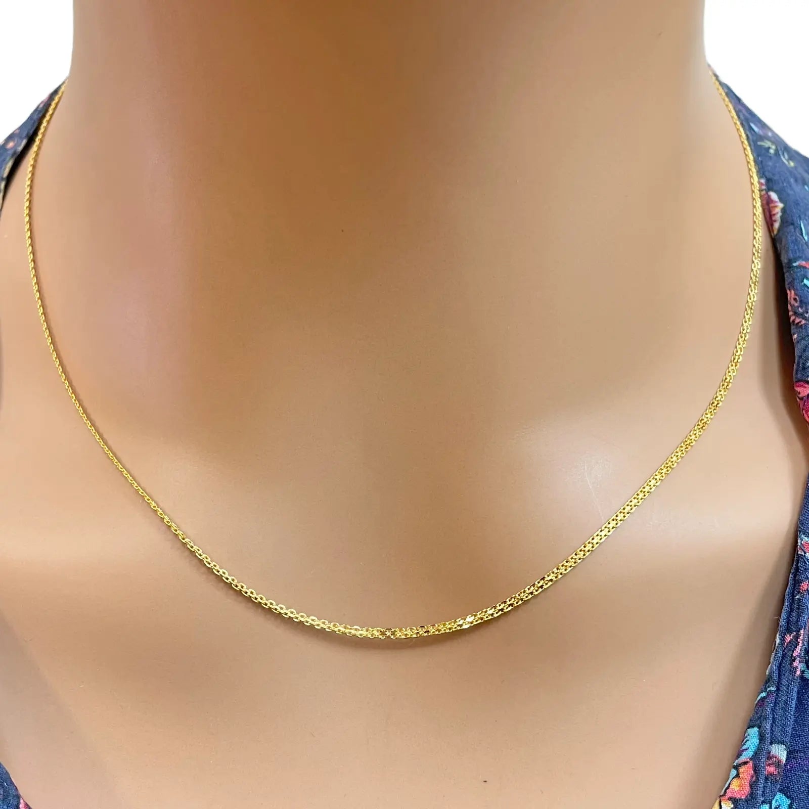22ct Yellow Gold Fancy Flat Chain Necklace 18'' inch 1.5mm Width 