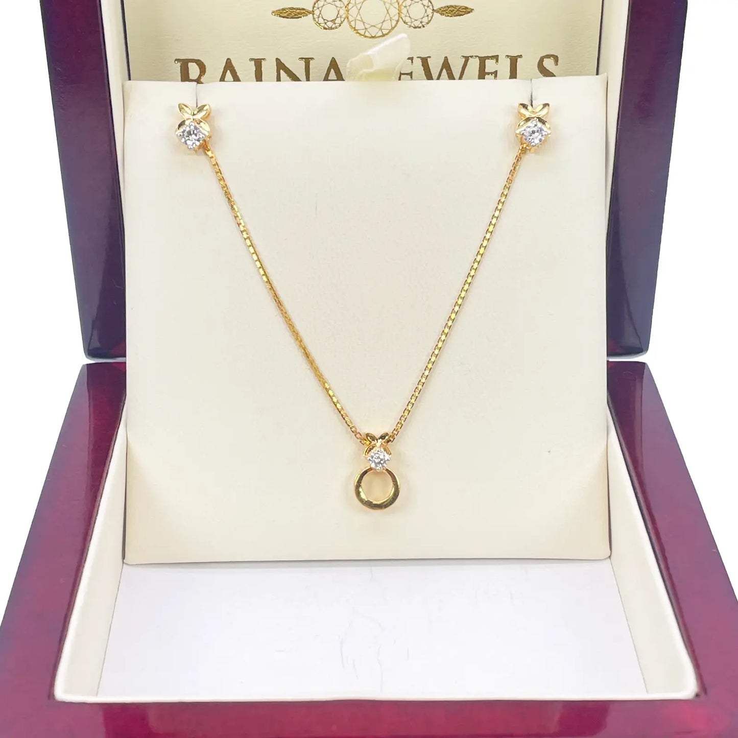 22ct Yellow Gold Floral Design 16.5 inch Necklace & Matching Stud Earrings Set 