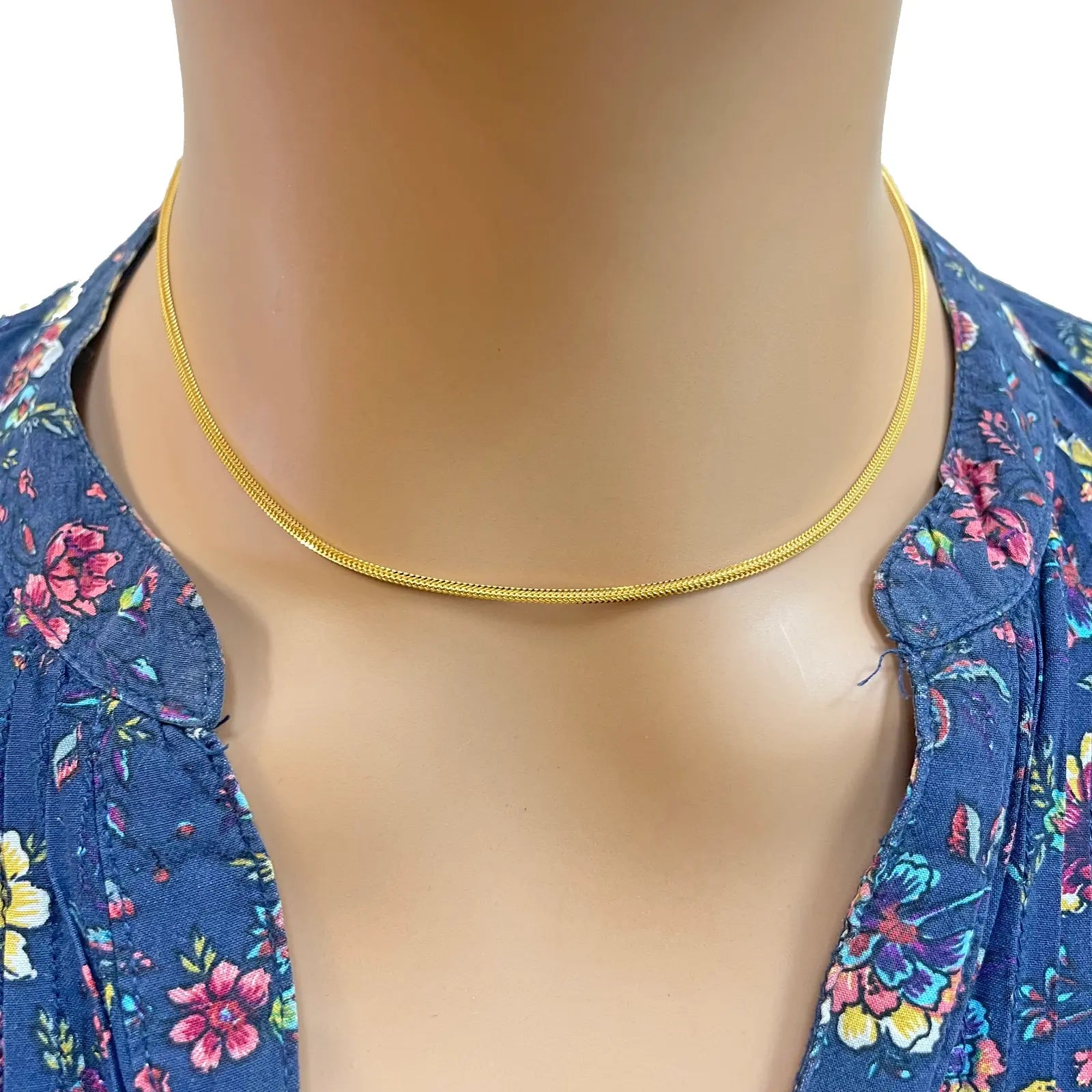 22ct Yellow Gold Foxtail Dragon Chain Necklace 16''inches 1.5mm Width 