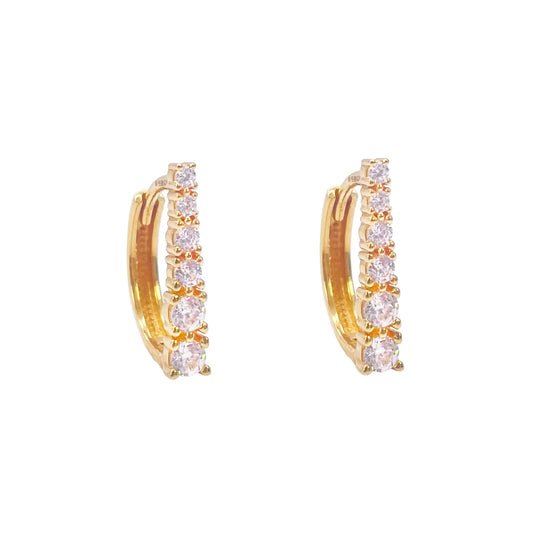 22ct Yellow Gold Graduated Cubic Zirconia Hoop Earrings  Gold Earrings