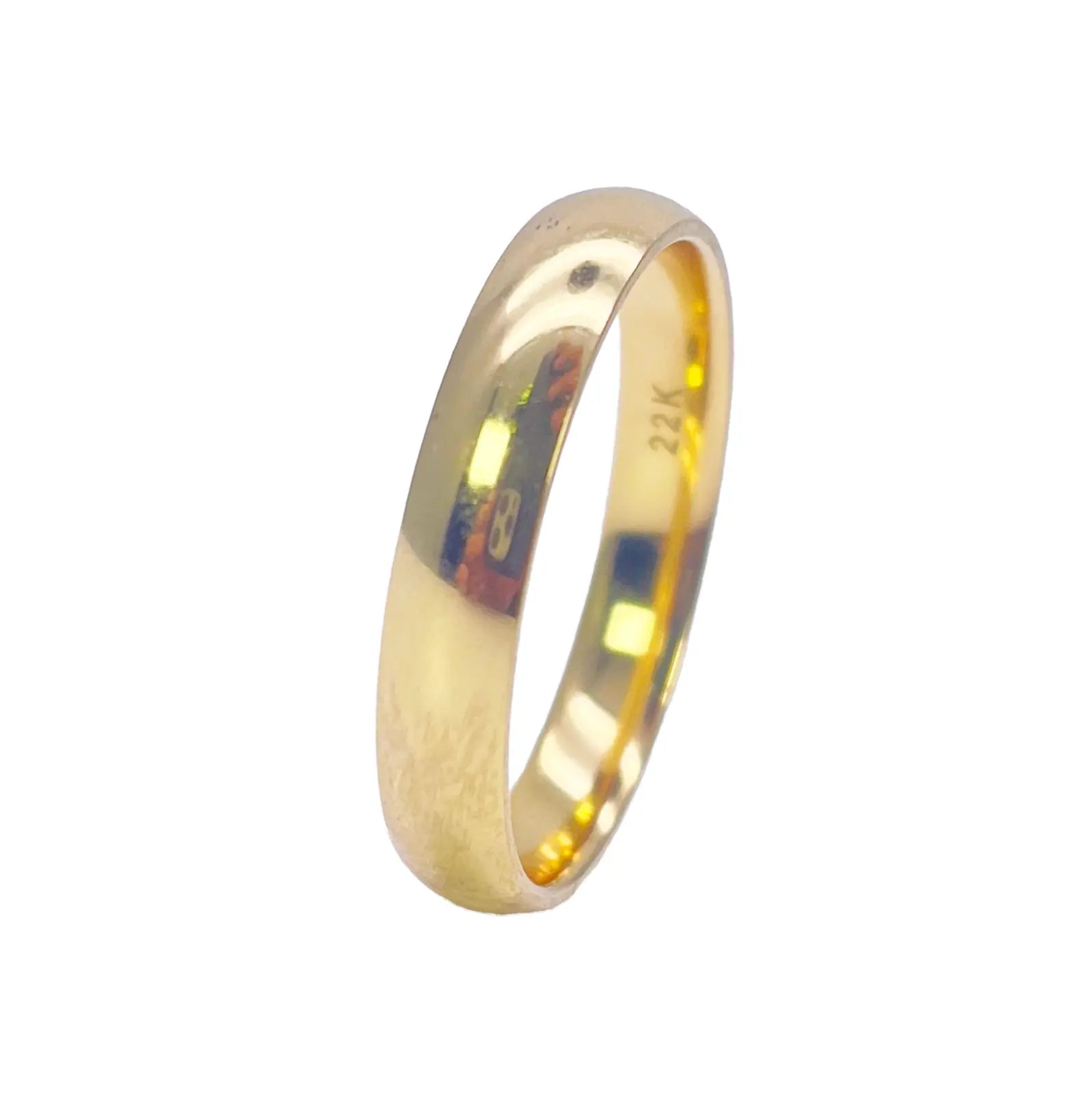 22ct Yellow Gold High Polished Men's Traditional Dome Wedding Band 4mm 