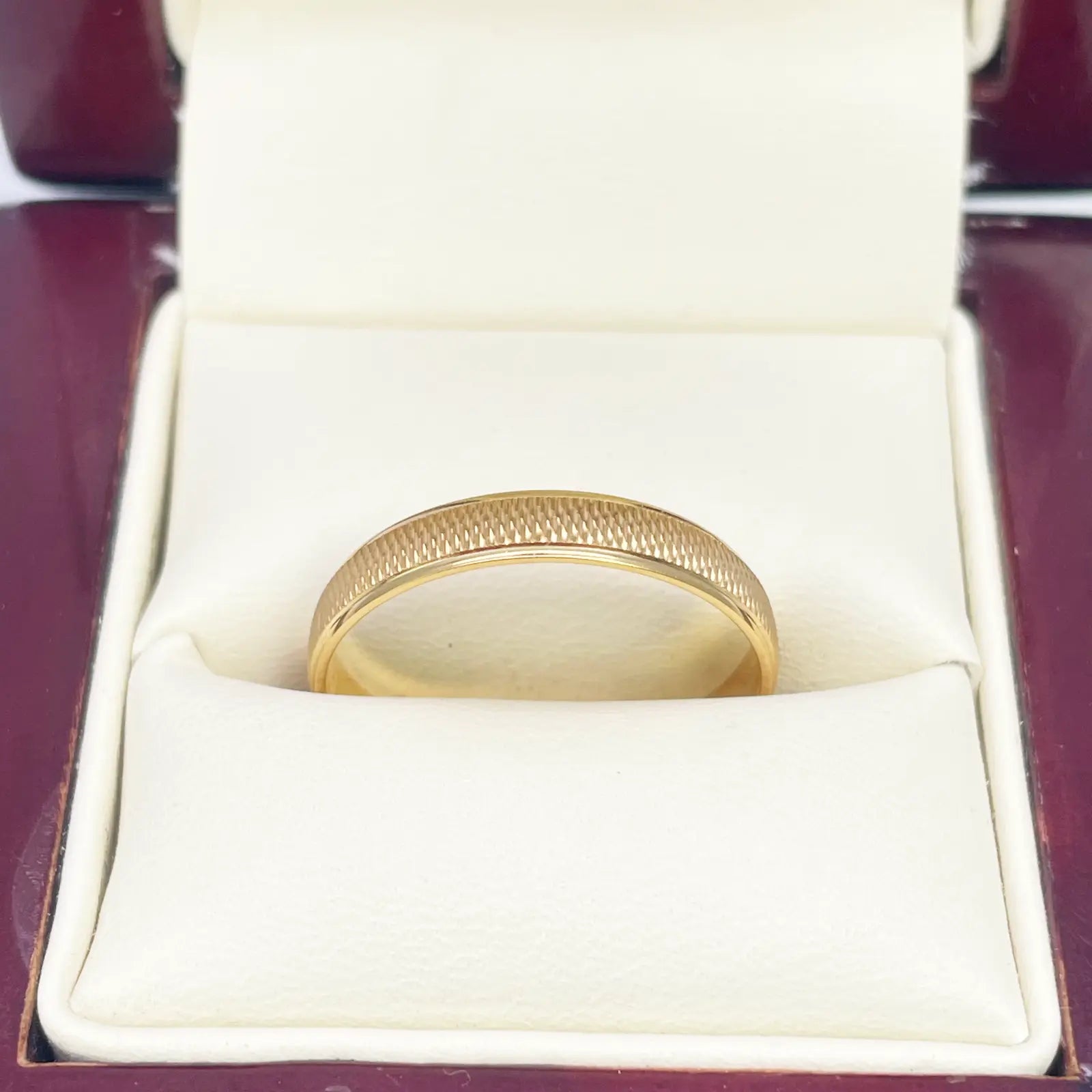 22ct Yellow Gold High Polished & Textured Women's Wedding Band 3.5mm  Gold Ring