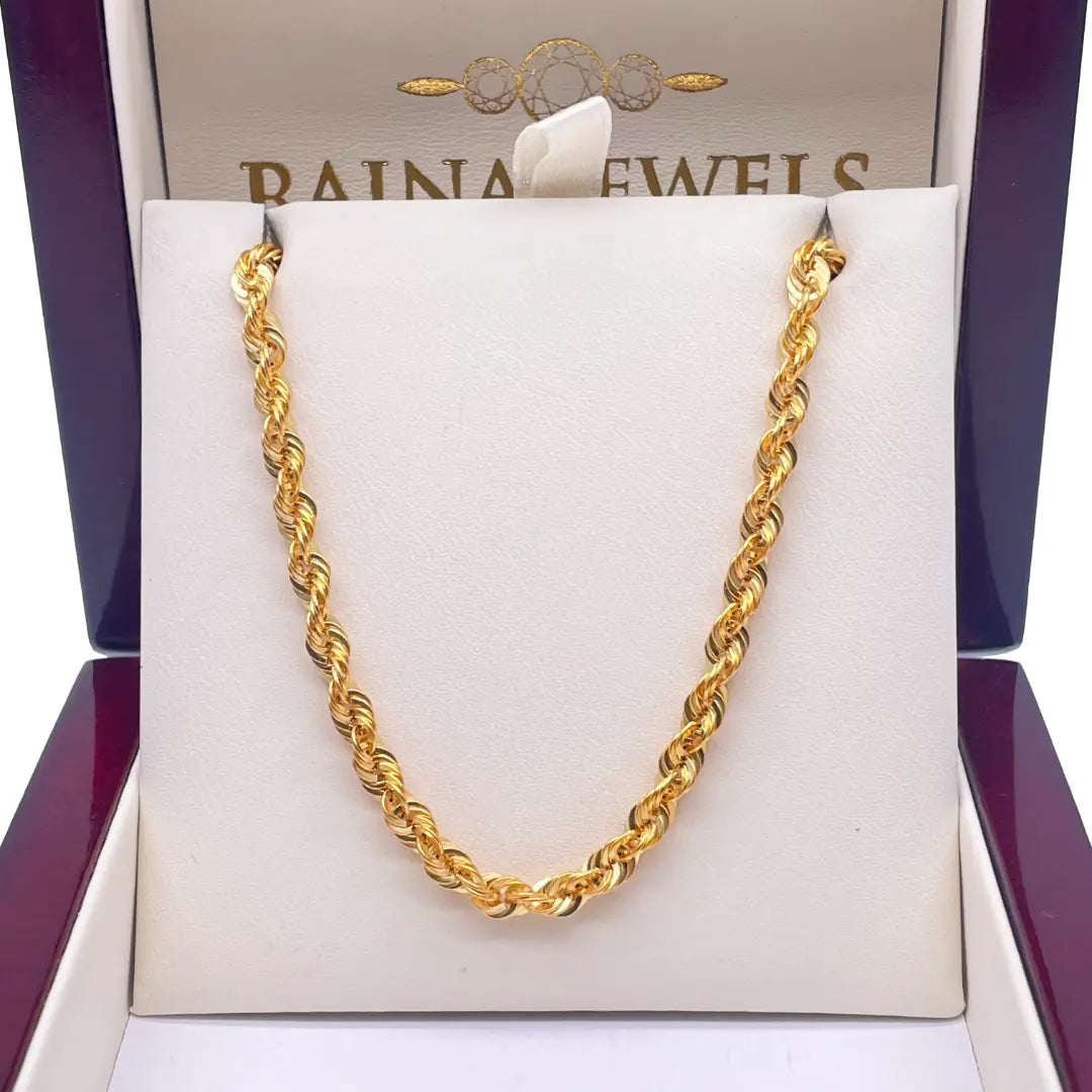 22ct Yellow Gold Light Rope Chain Necklace 22 Inches 4mm Width  Chain