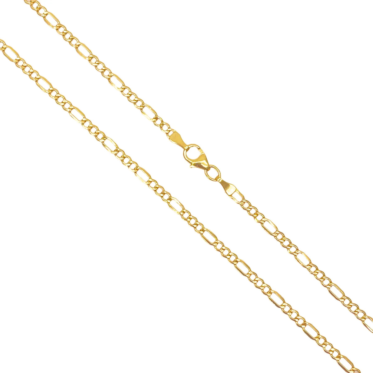 22ct Yellow Gold Lightweight Flat Figaro Chain Necklace 18'' inch 2.4mm Width  Diamond Bracelets