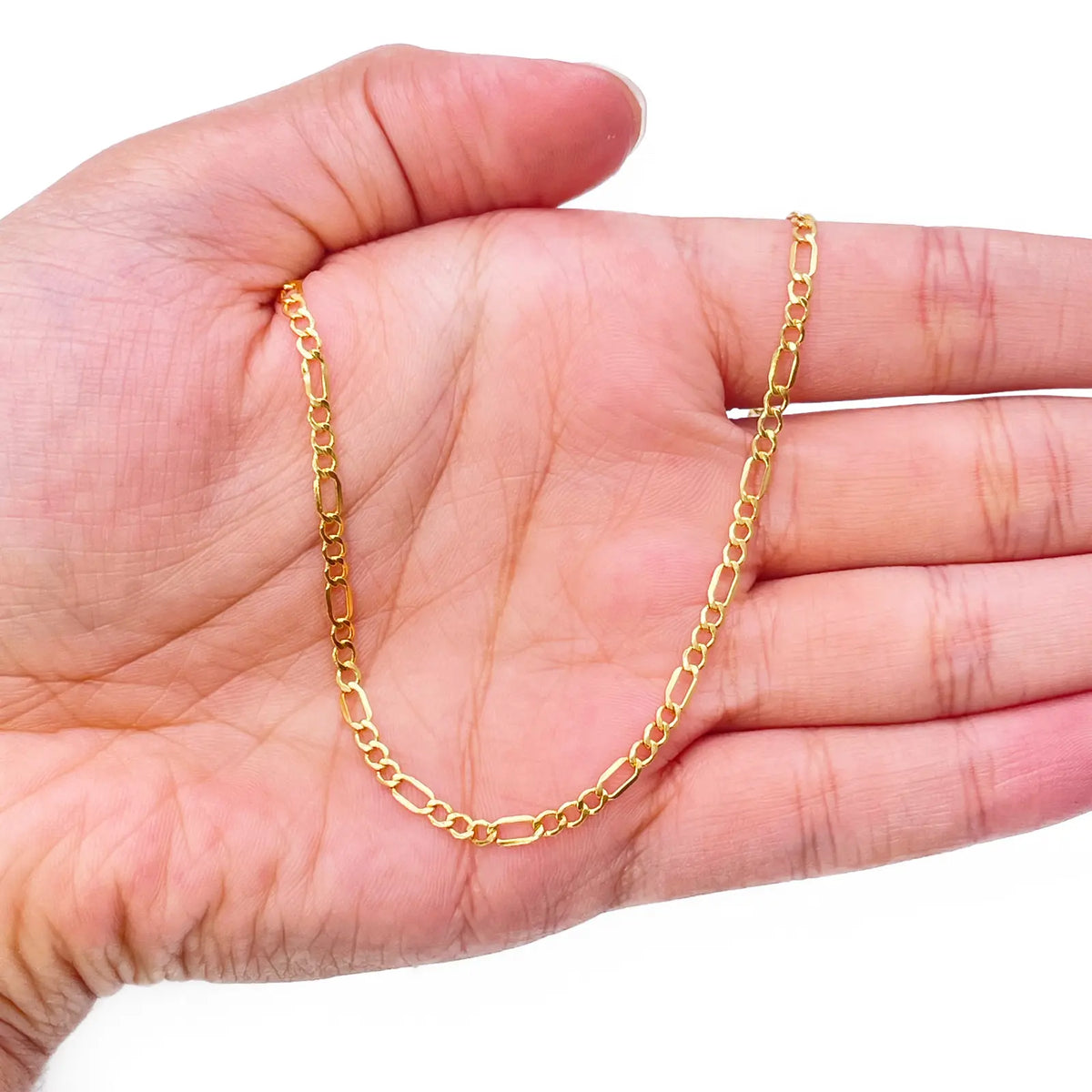 22ct Yellow Gold Lightweight Flat Figaro Chain Necklace 18'' inch 2.4mm Width  Diamond Bracelets