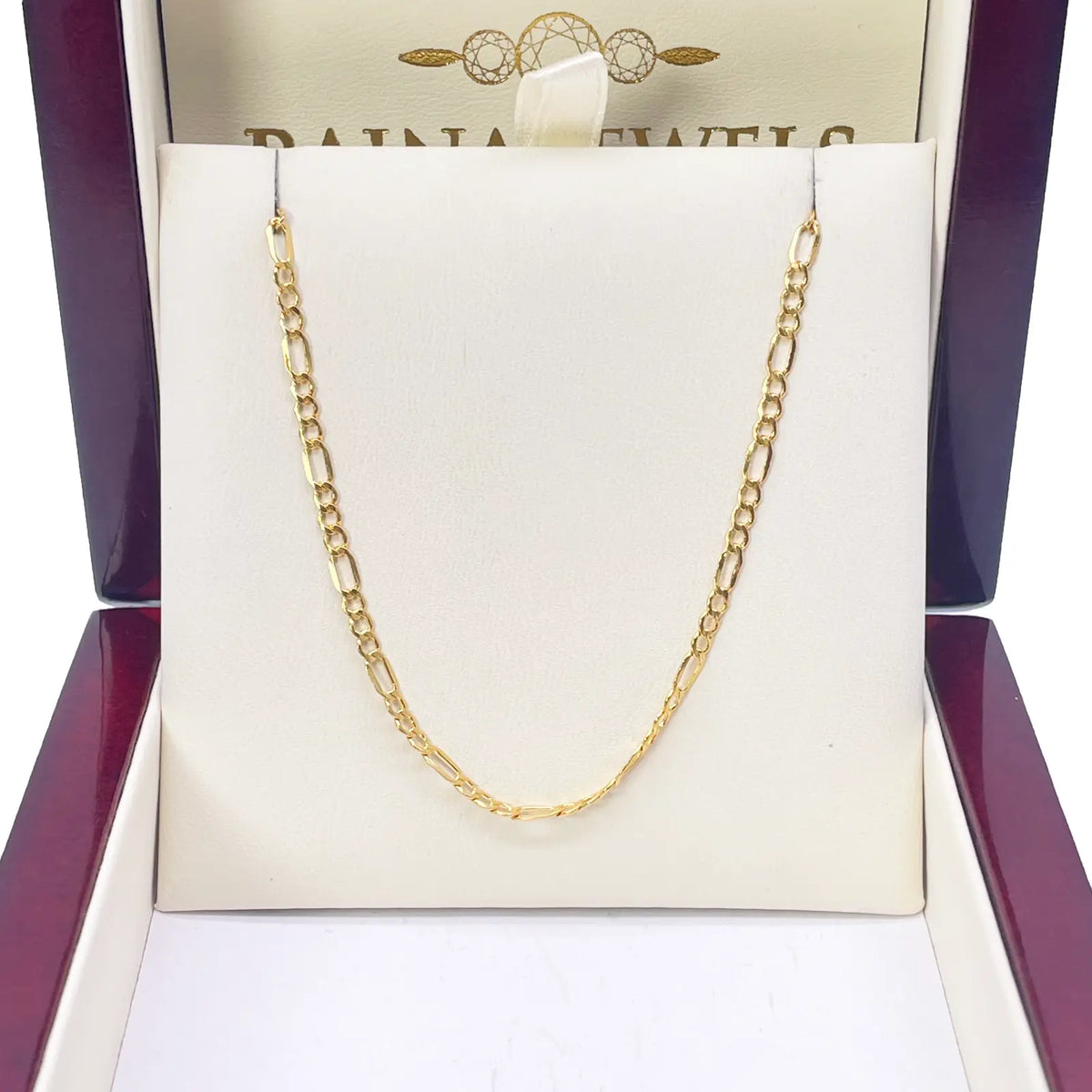 22ct Yellow Gold Lightweight Flat Figaro Chain Necklace 18'' inch 2.4mm Width  Diamond Bracelets