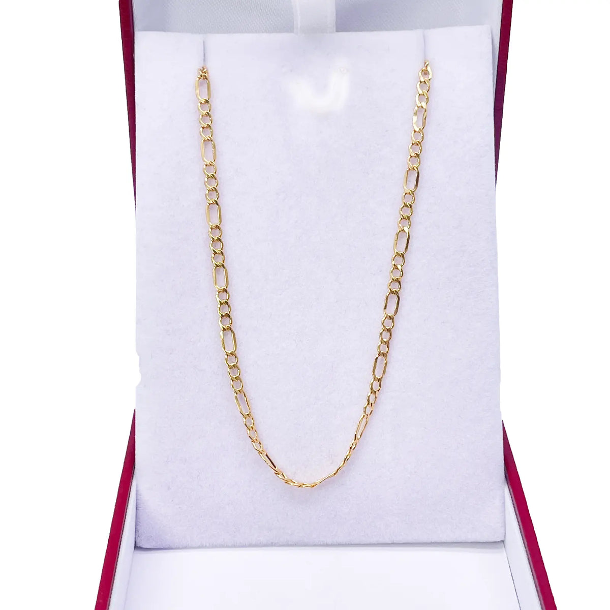 22ct Yellow Gold Lightweight Flat Figaro Chain Necklace 18'' inch 2.4mm Width  Diamond Bracelets