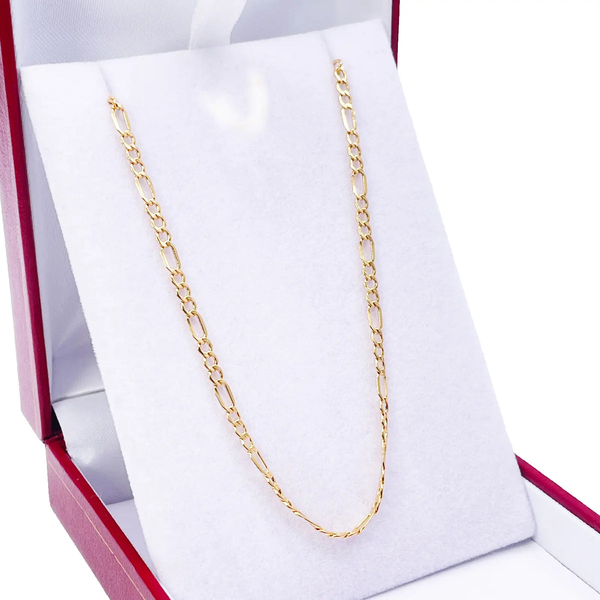 22ct Yellow Gold Lightweight Flat Figaro Chain Necklace 18'' inch 2.4mm Width  Diamond Bracelets