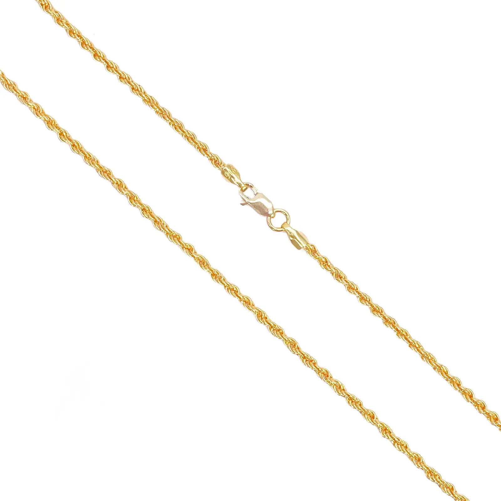 22ct Yellow Gold Lightweight Rope Chain Necklace 18 Inches 1.7mm Width 