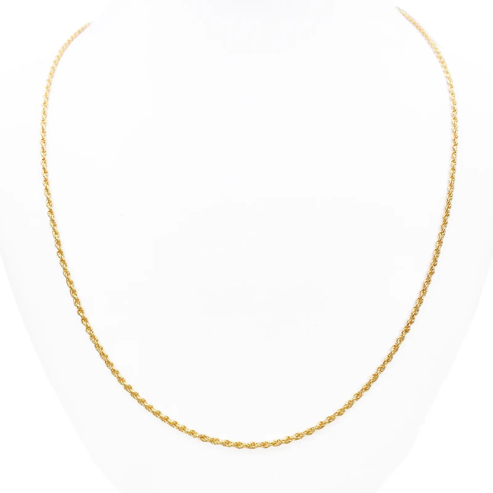 22ct Yellow Gold Lightweight Rope Chain Necklace 18 Inches 1.7mm Width 