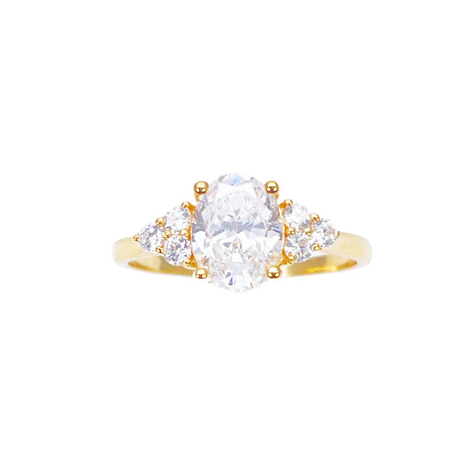 22ct Yellow Gold Oval Cubic Zirconia Engagement Ring 7.9mm Width 