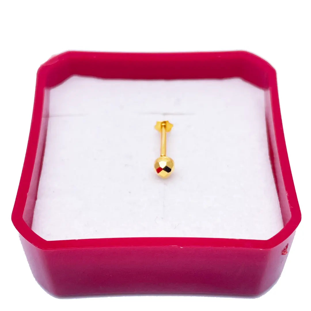 22ct Yellow Gold Plain Gold Diamond Cut Design Single Nose Stud 3mm 