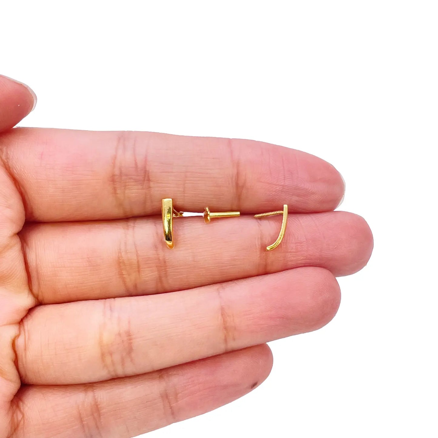 22ct Yellow Gold Plain High Polished Children's Earrings 10mm Length 
