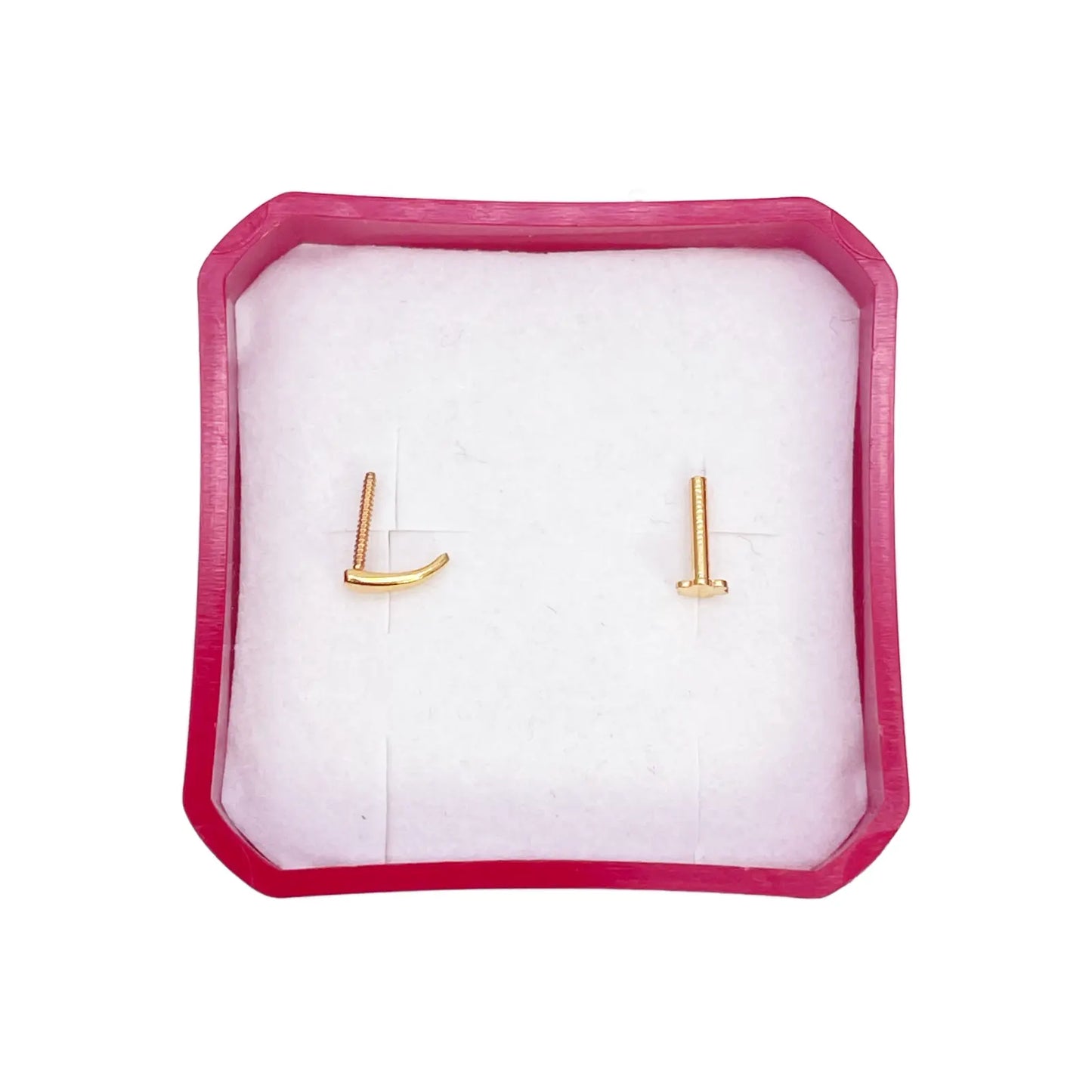 22ct Yellow Gold Plain High Polished Nose Stud/Pin 10mm Length 