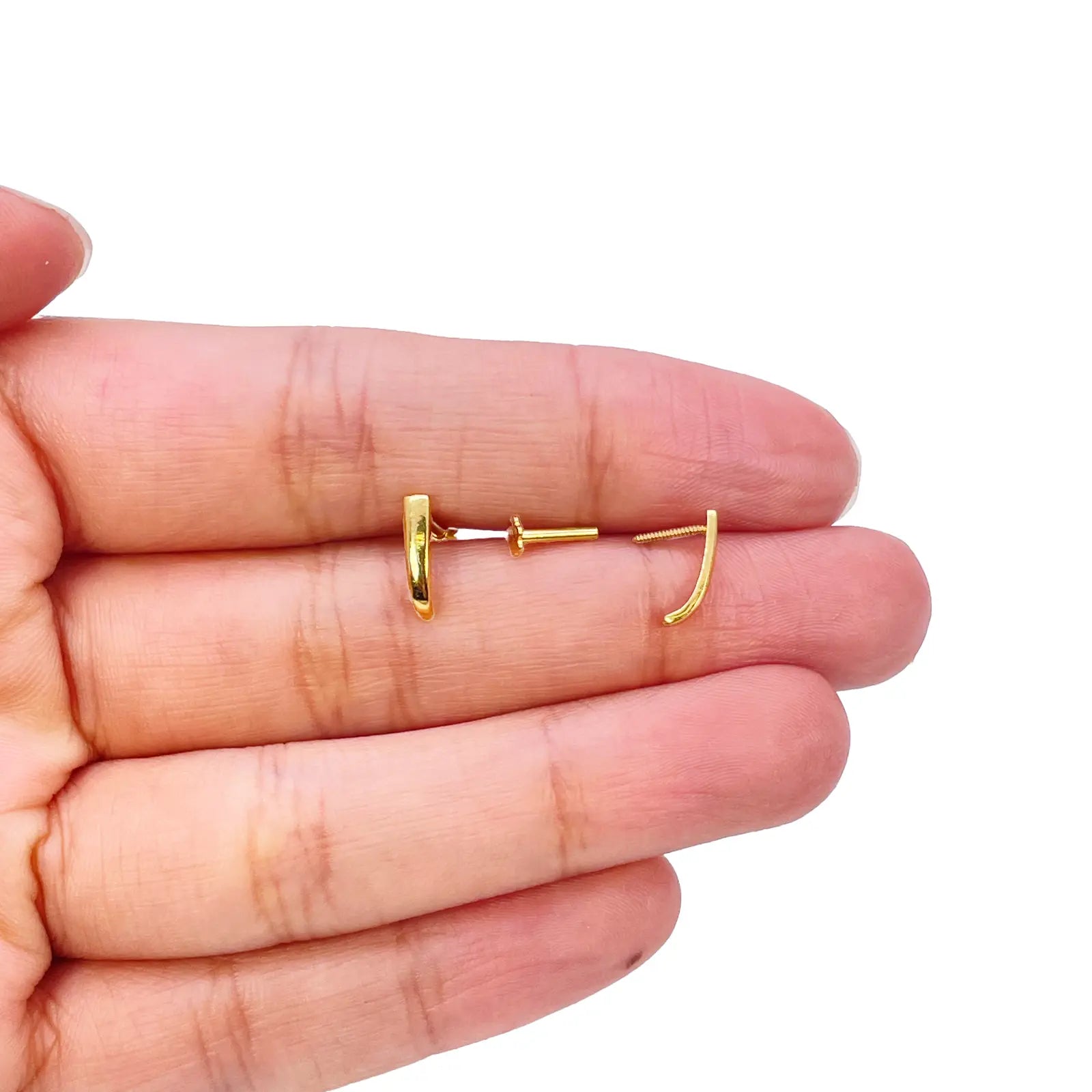 22ct Yellow Gold Plain High Polished Nose Stud/Pin 10mm Length 