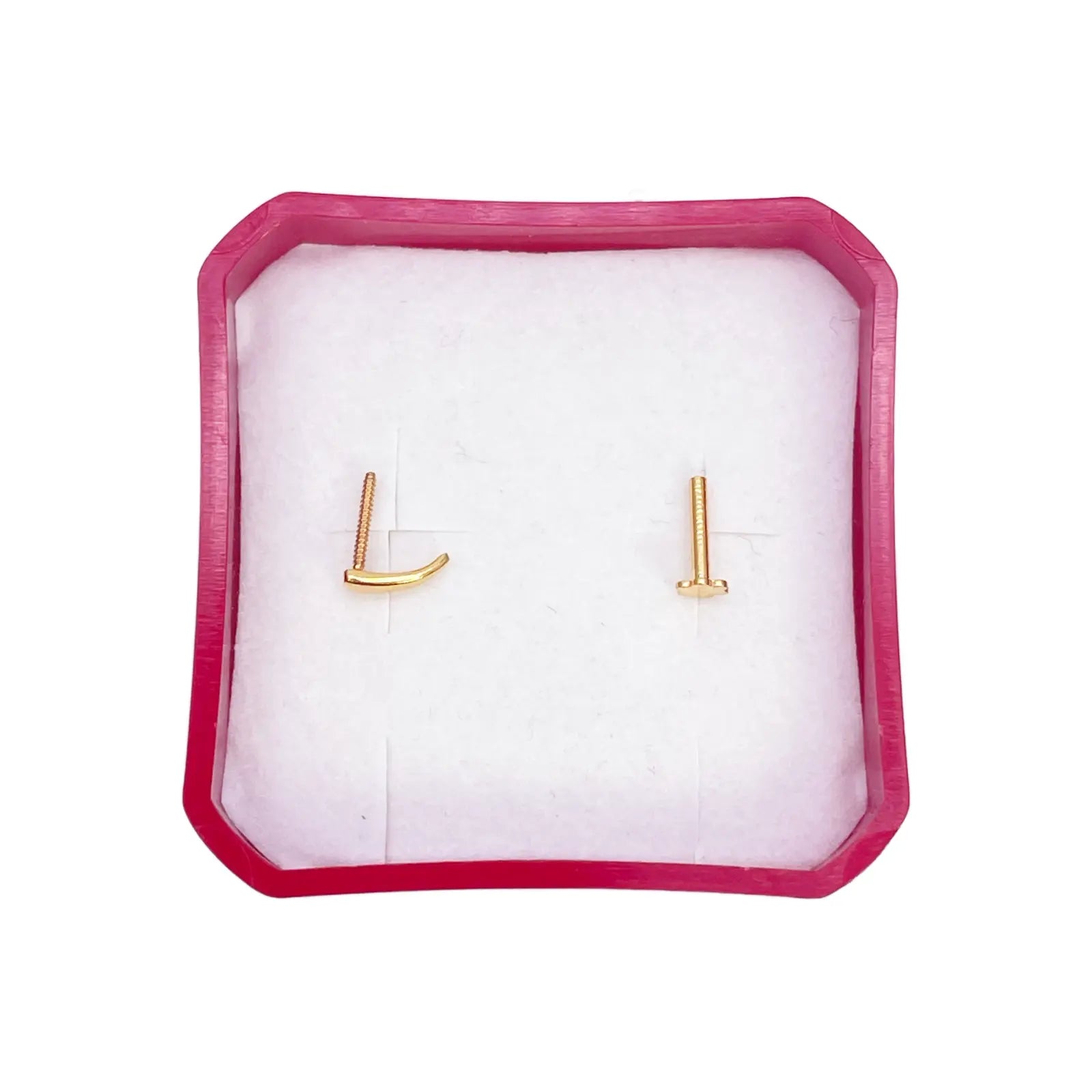 22ct Yellow Gold Plain High Polished Nose Stud/Pin 8mm Length 