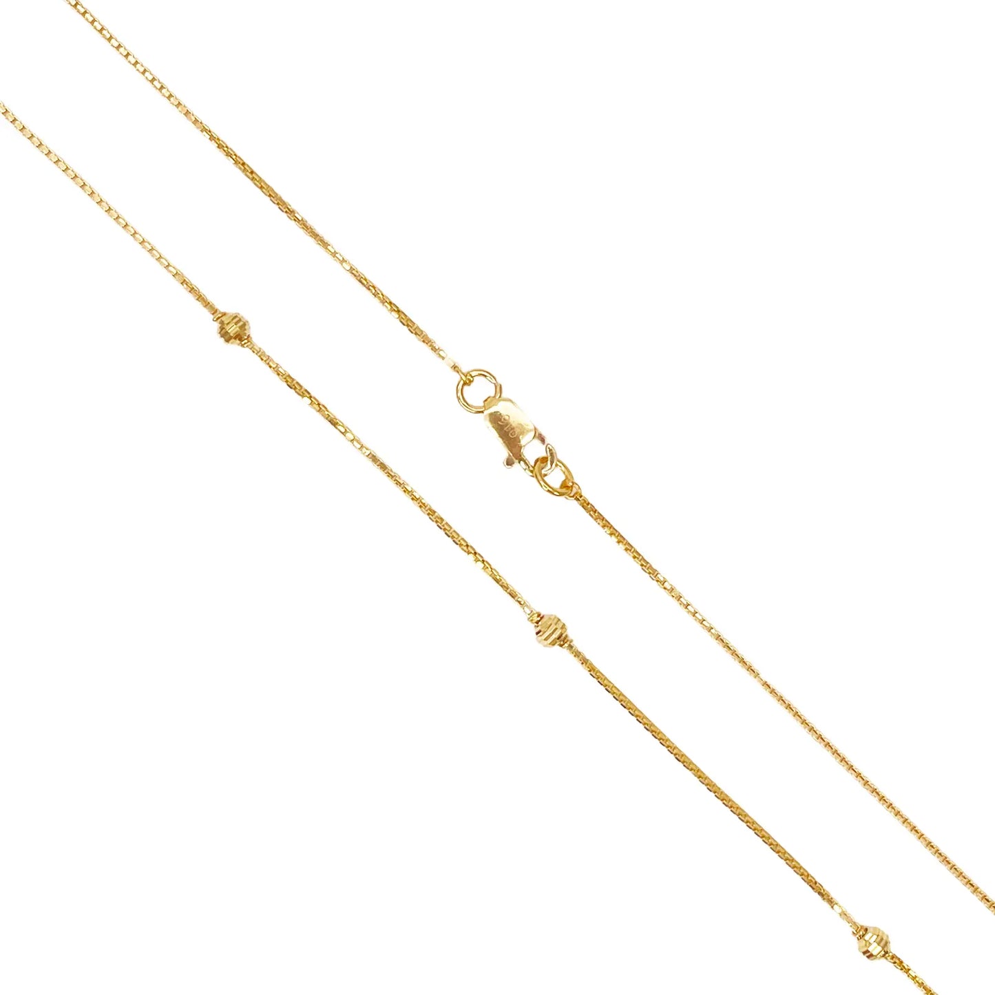 22ct Yellow Gold Shiny Diamond Cut Ball Eight Beaded Necklace Chain 18.5 Inches 