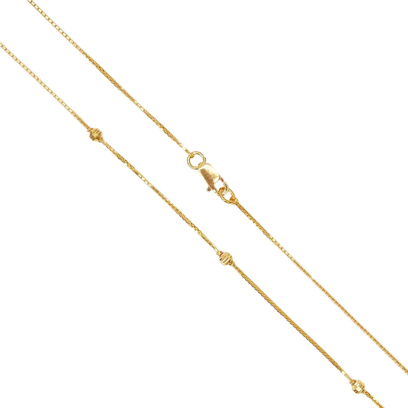 22ct Yellow Gold Shiny Diamond Cut Ball Eight Beaded Necklace Chain 18.5 Inches 