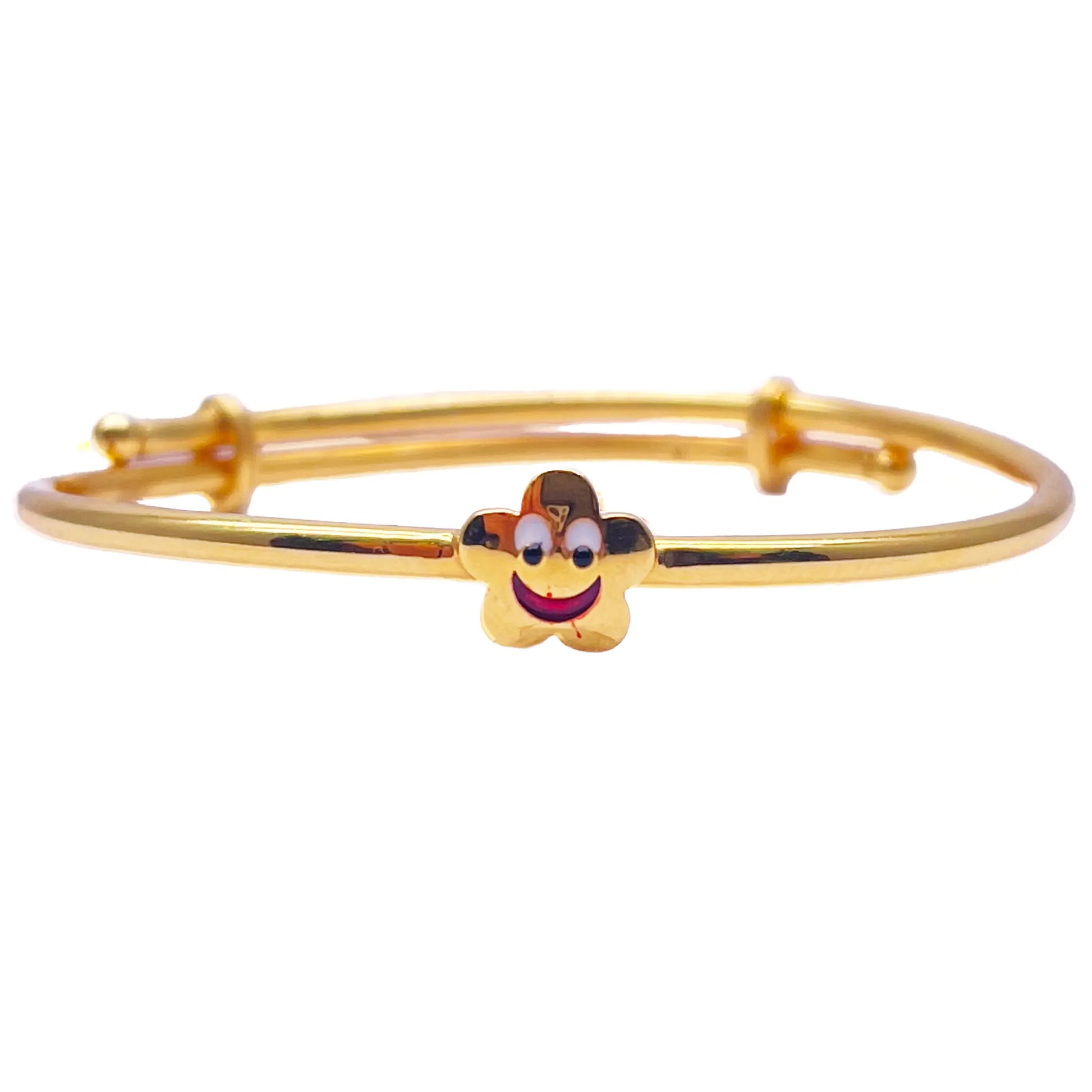 22ct Yellow Gold Smiling Star Design Children's Flexible Bangle/ Bracelet 