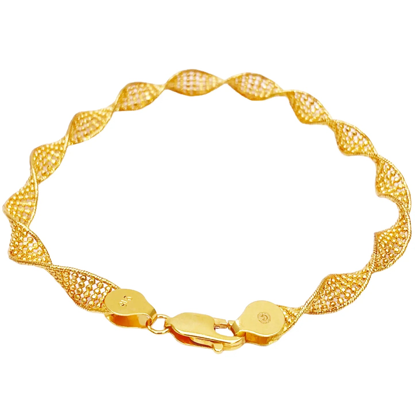 22ct Yellow Gold Twisted Mesh Bracelet 7 inches 5.2mm width 