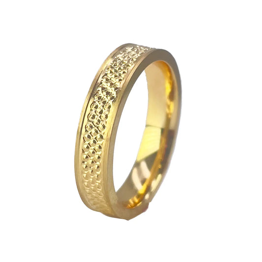 22ct Yellow Gold Unique Textured High Polished Women's Band 4mm 
