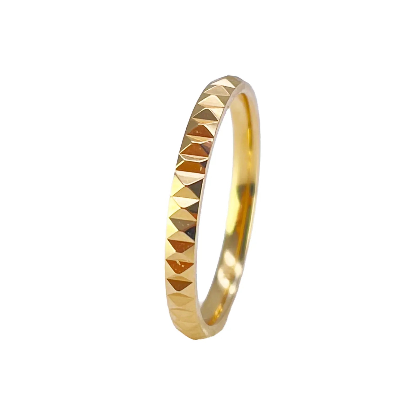 22ct Yellow Gold Women's Wedding Band 2mm High Polished & Diamond Cut Groves  Diamond Bracelets