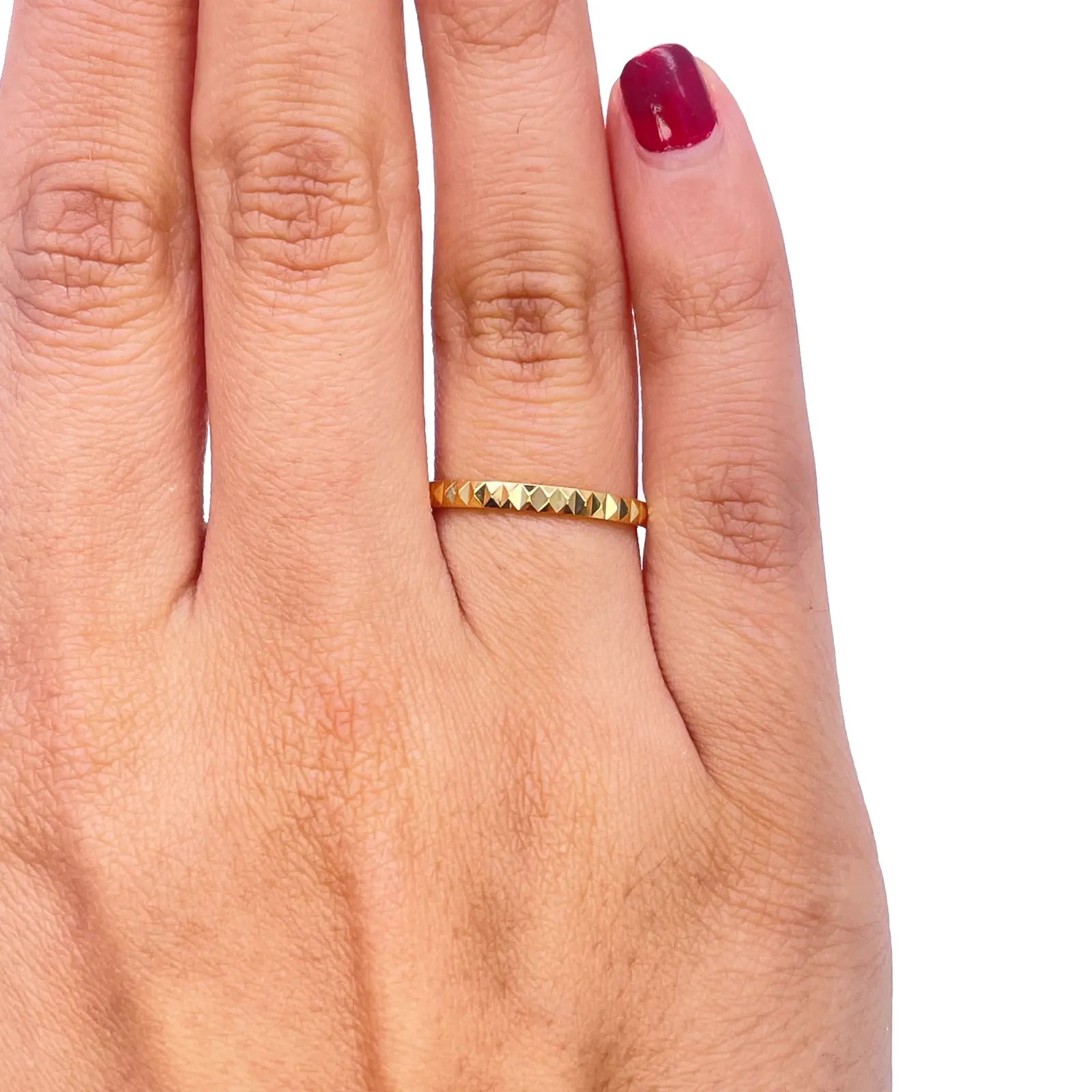 22ct Yellow Gold Women's Wedding Band 2mm High Polished & Diamond Cut Groves  Diamond Bracelets