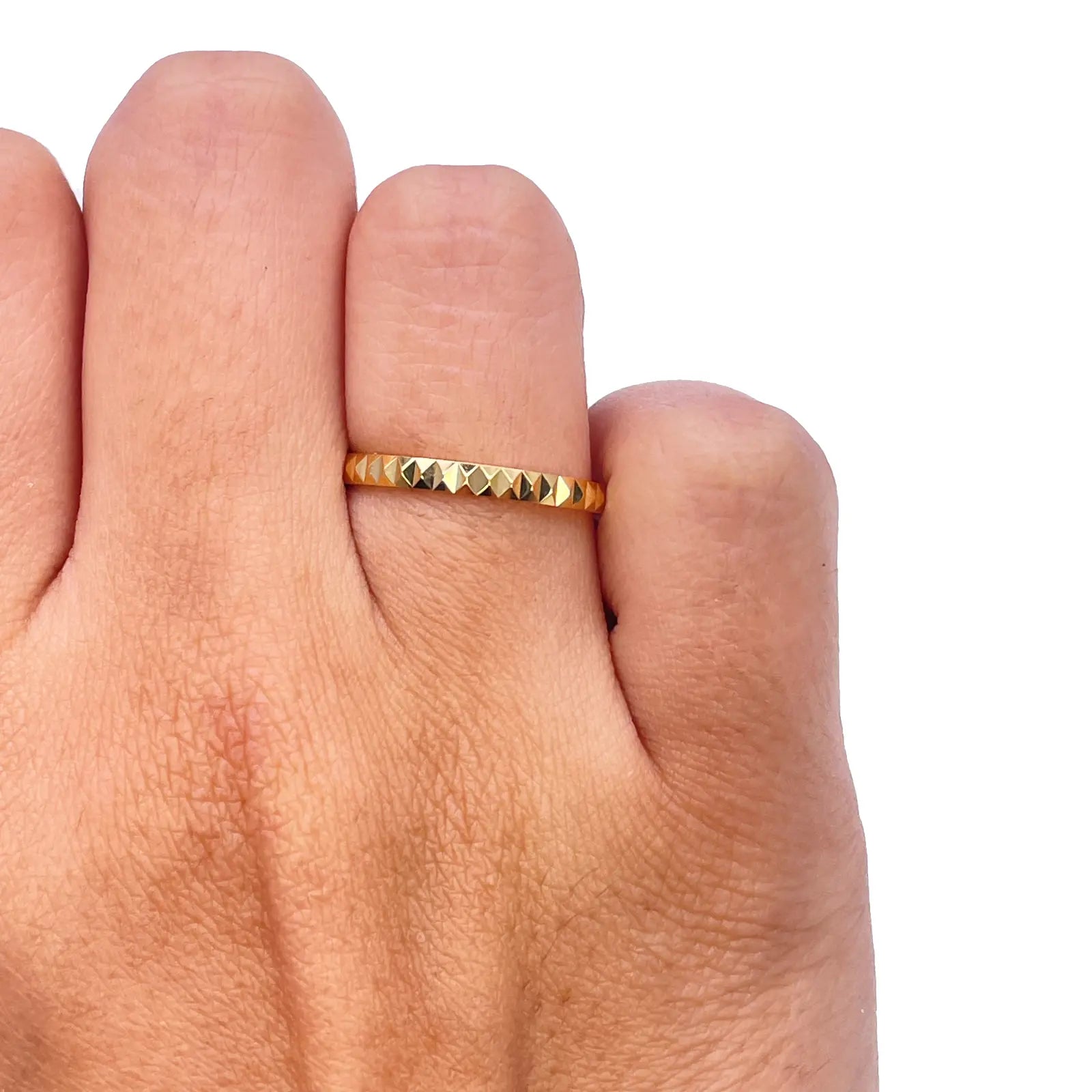 22ct Yellow Gold Women's Wedding Band 2mm High Polished & Diamond Cut Groves  Diamond Bracelets