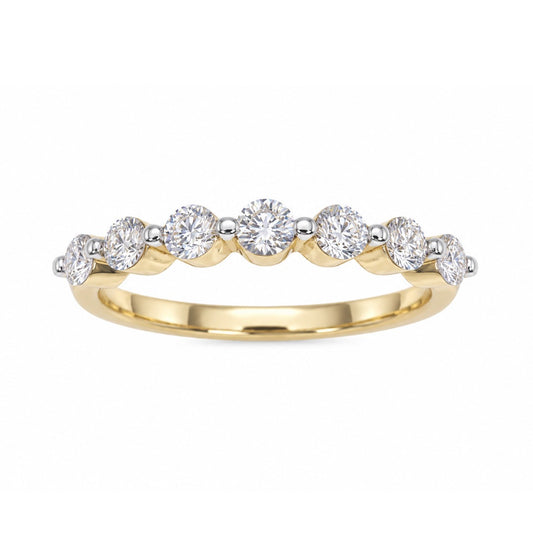 18ct Yellow Gold Natural Diamond Seven Stone Wedding Band 0.70ct