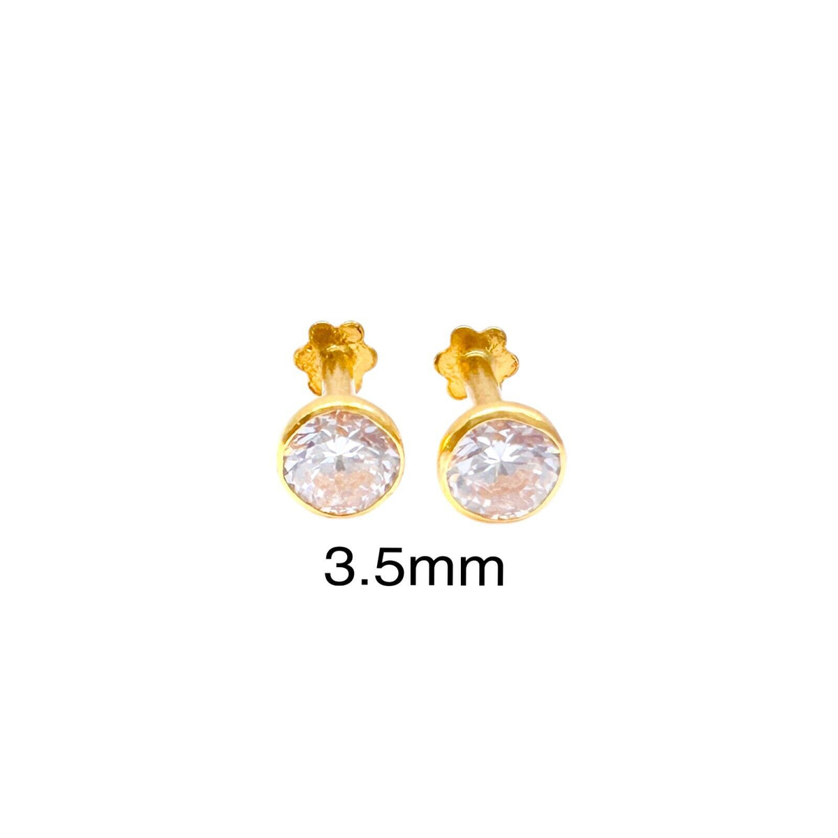 22 Karat Gelbgold runde Lünette Kinderohrstecker 2,5-4,5 mm