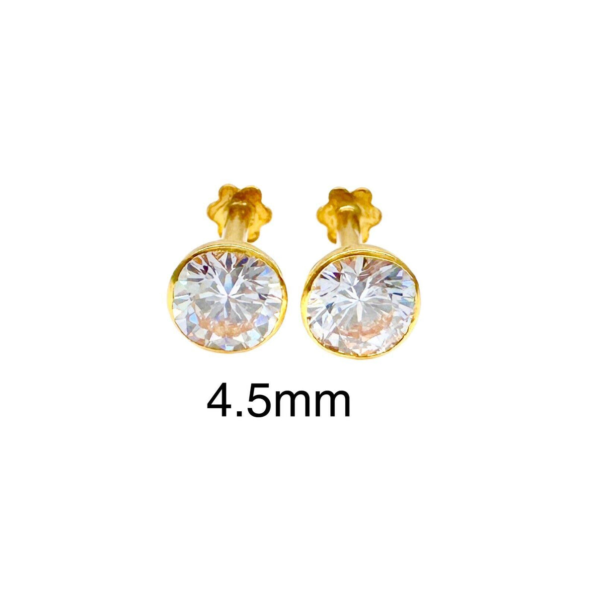 22 Karat Gelbgold runde Lünette Kinderohrstecker 2,5-4,5 mm