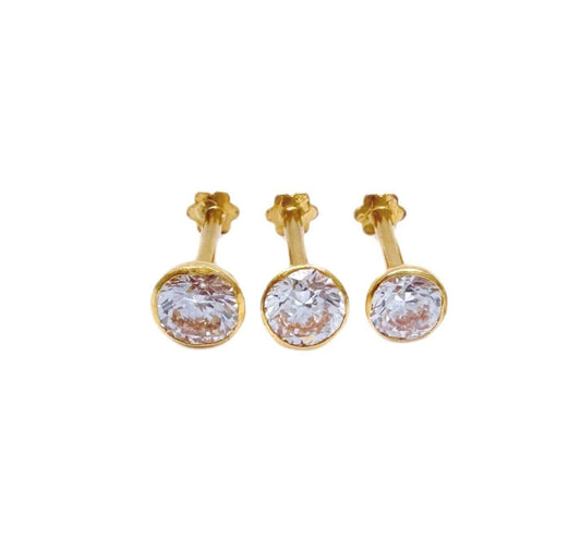 22 Karat Gelbgold runde Lünette Kinderohrstecker 2,5-4,5 mm