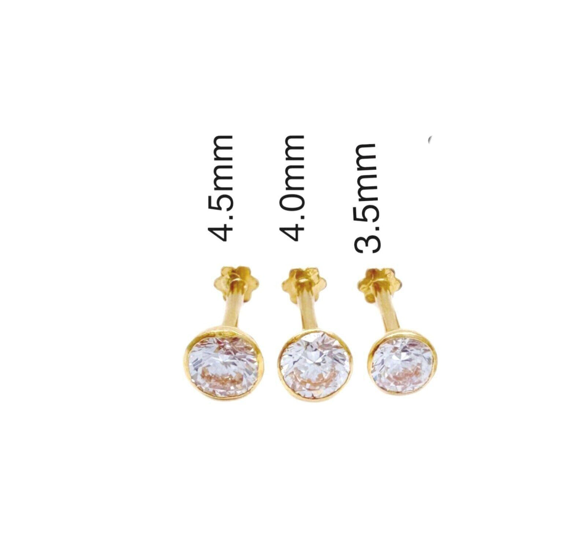 22 Karat Gelbgold runde Lünette Kinderohrstecker 2,5-4,5 mm