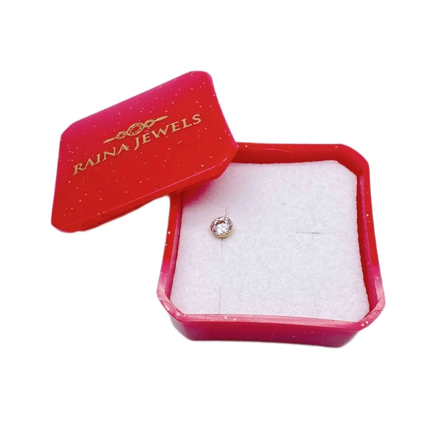 22ct Yellow Gold & Cubic Zirconia Nose Studs/Nose Pin Screw Back (3.5MM-4.5MM) 