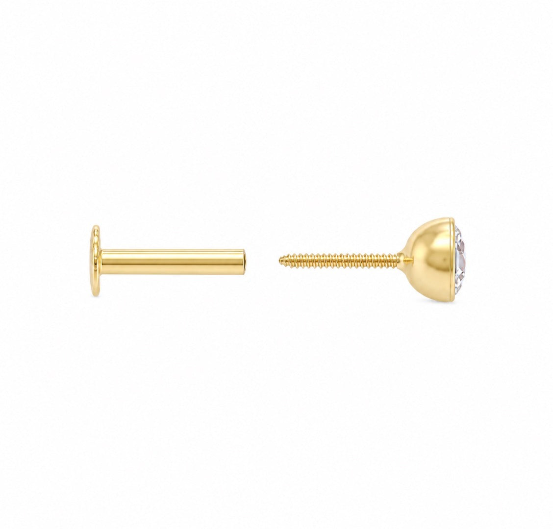 22 Karat Gelbgold & Zirkonia Nasenpiercings/Nasenstecker mit Schraubverschluss (3.5MM-4.5MM)