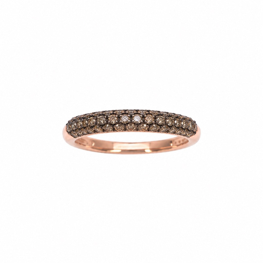 14ct Rose Gold Natural Champagne Diamond Dome Pav� Ring 0.36ct