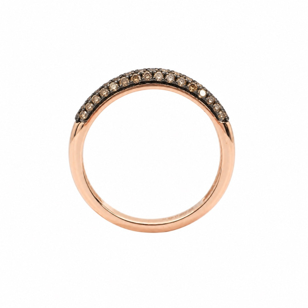 14ct Rose Gold Natural Champagne Diamond Dome Pav� Ring 0.36ct