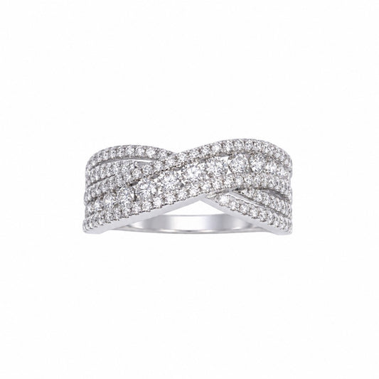 18ct White Gold Natural Diamond Crossover Pav� Ring 1.00ct