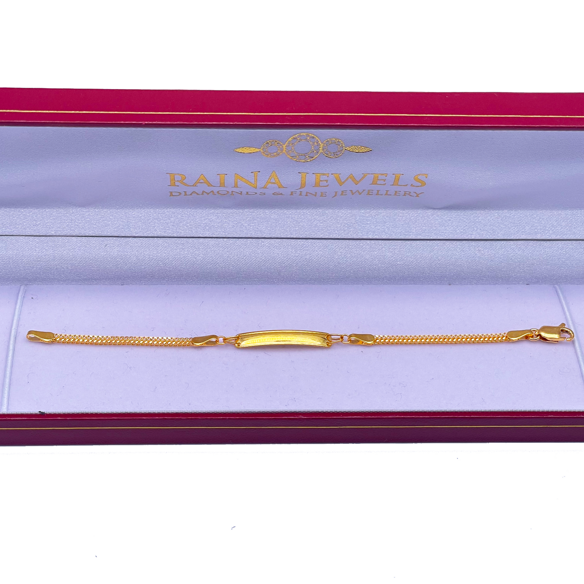 22 Karat Gelbgold Flachglieder-Kette Kinder Goldarmband 13,7 cm