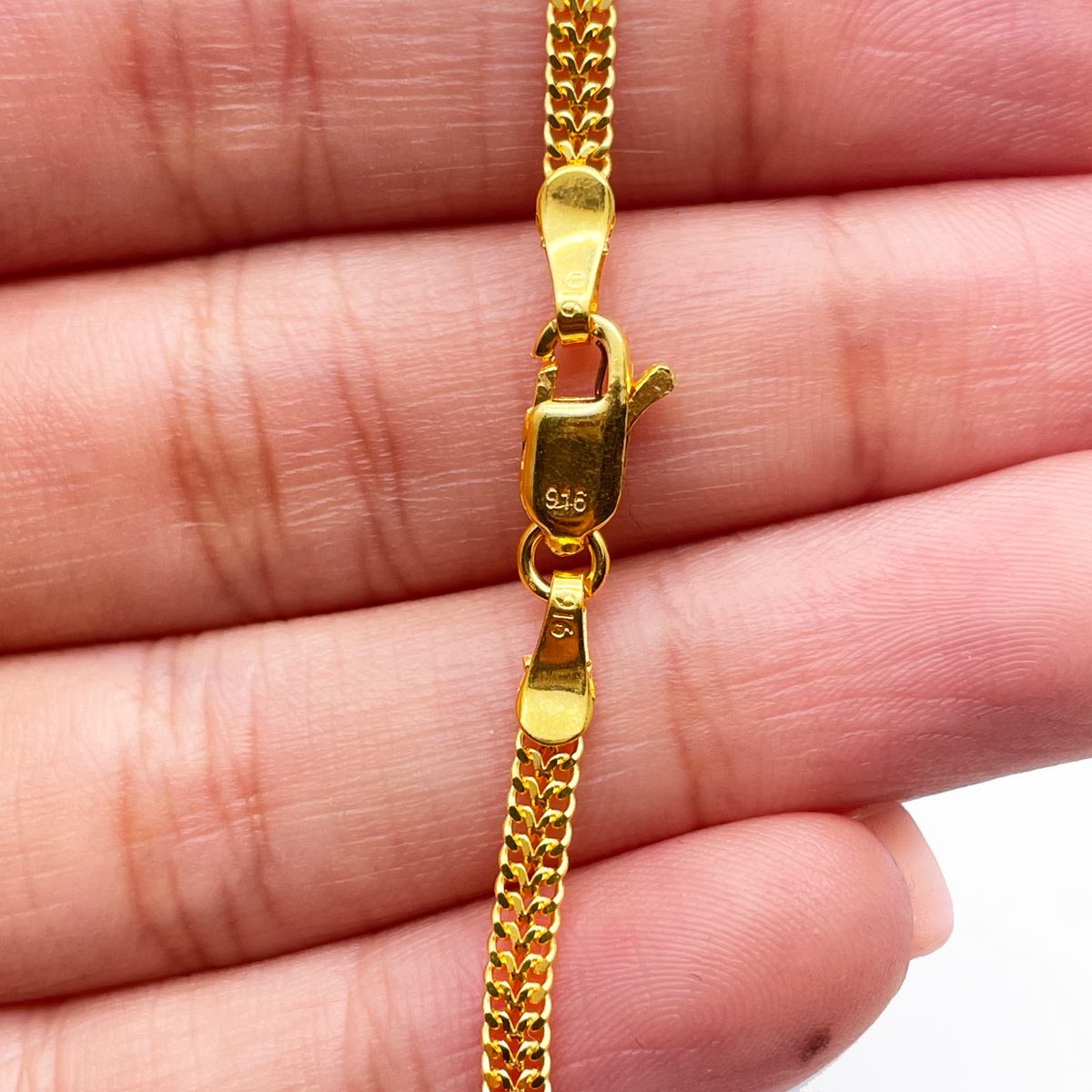 22 Karat Gelbgold Flachglieder-Kette Kinder Goldarmband 13,7 cm