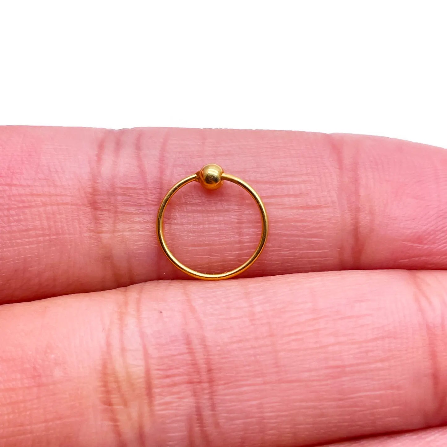 22ct Plain Polished Yellow Gold Single Nose Hoop 10mm  Diamond Bracelets